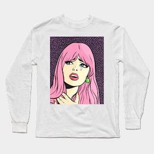 Pink Crying Comic Girl Long Sleeve T-Shirt